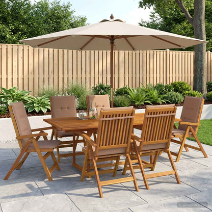7-Piece Garden Dining Set Natural Solid Acacia Wood