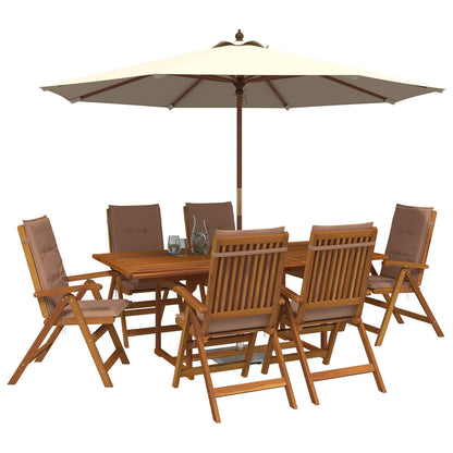 7-Piece Garden Dining Set Natural Solid Acacia Wood