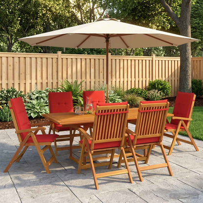 7-Piece Garden Dining Set Natural Solid Acacia Wood