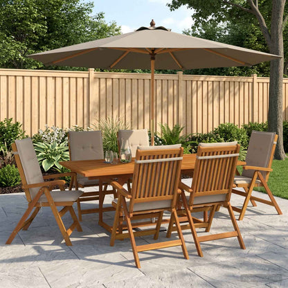 7-Piece Garden Dining Set Natural Solid Acacia Wood