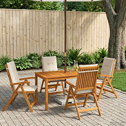 5-Piece Garden Dining Set Natural Solid Acacia Wood