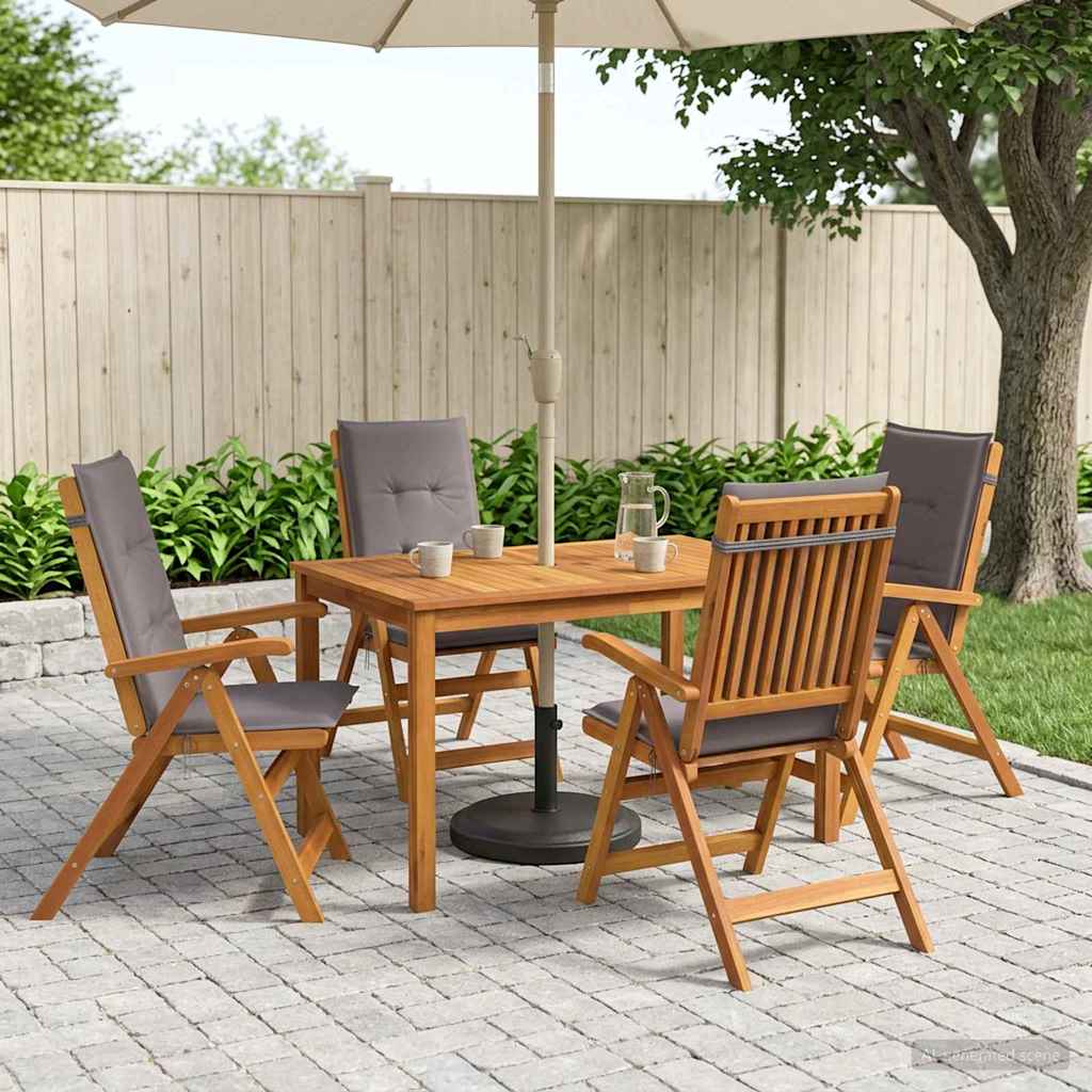 5-Piece Garden Dining Set Natural Solid Acacia Wood