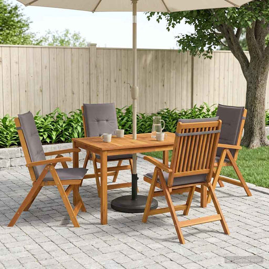 5-Piece Garden Dining Set Natural Solid Acacia Wood