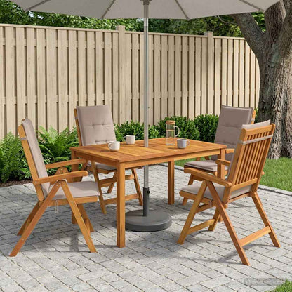 5-Piece Garden Dining Set Natural Solid Acacia Wood