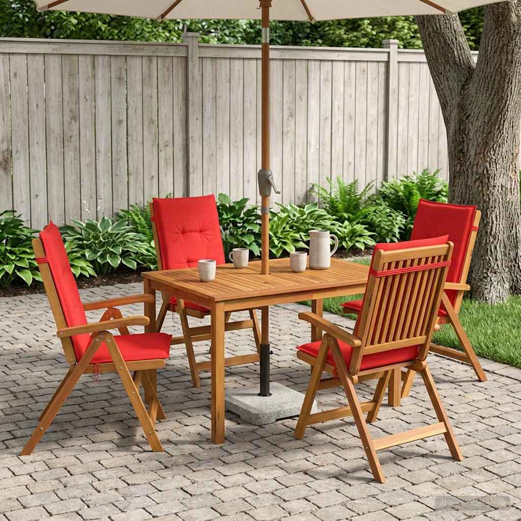 5-Piece Garden Dining Set Natural Solid Acacia Wood