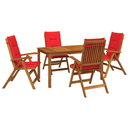 5-Piece Garden Dining Set Natural Solid Acacia Wood