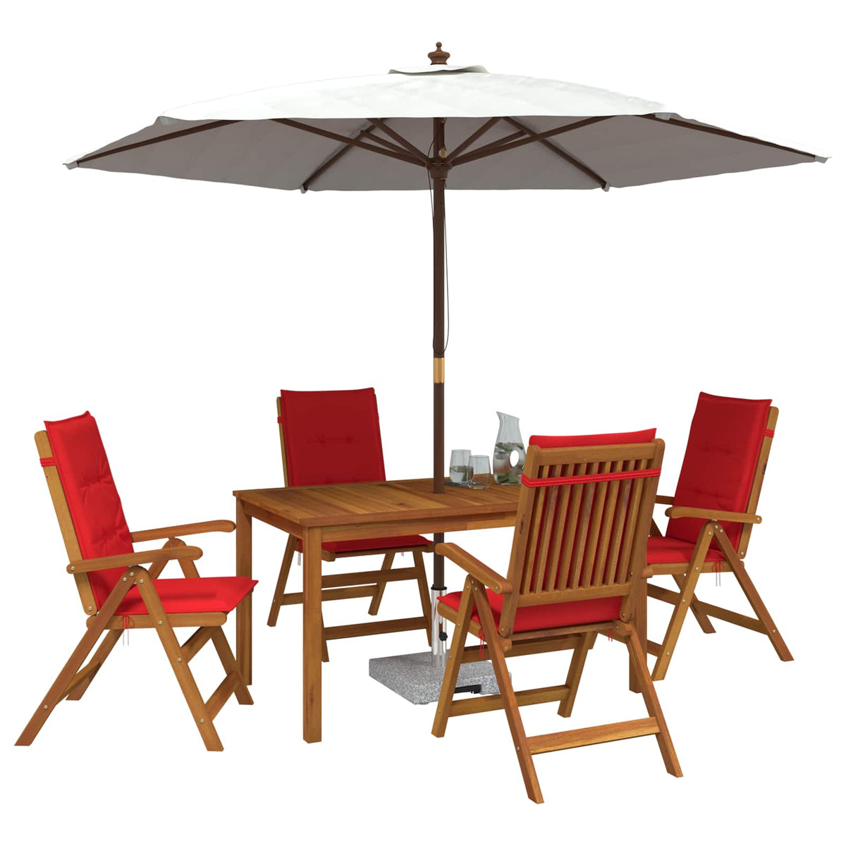 5-Piece Garden Dining Set Natural Solid Acacia Wood