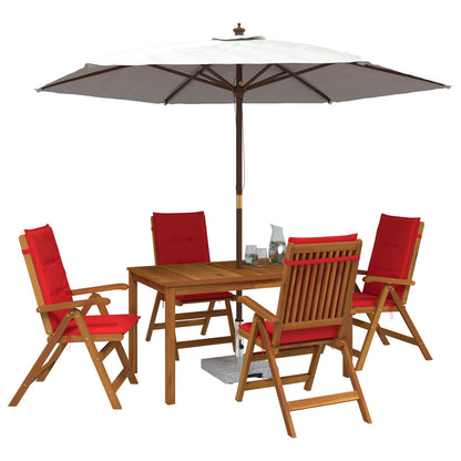 5-Piece Garden Dining Set Natural Solid Acacia Wood