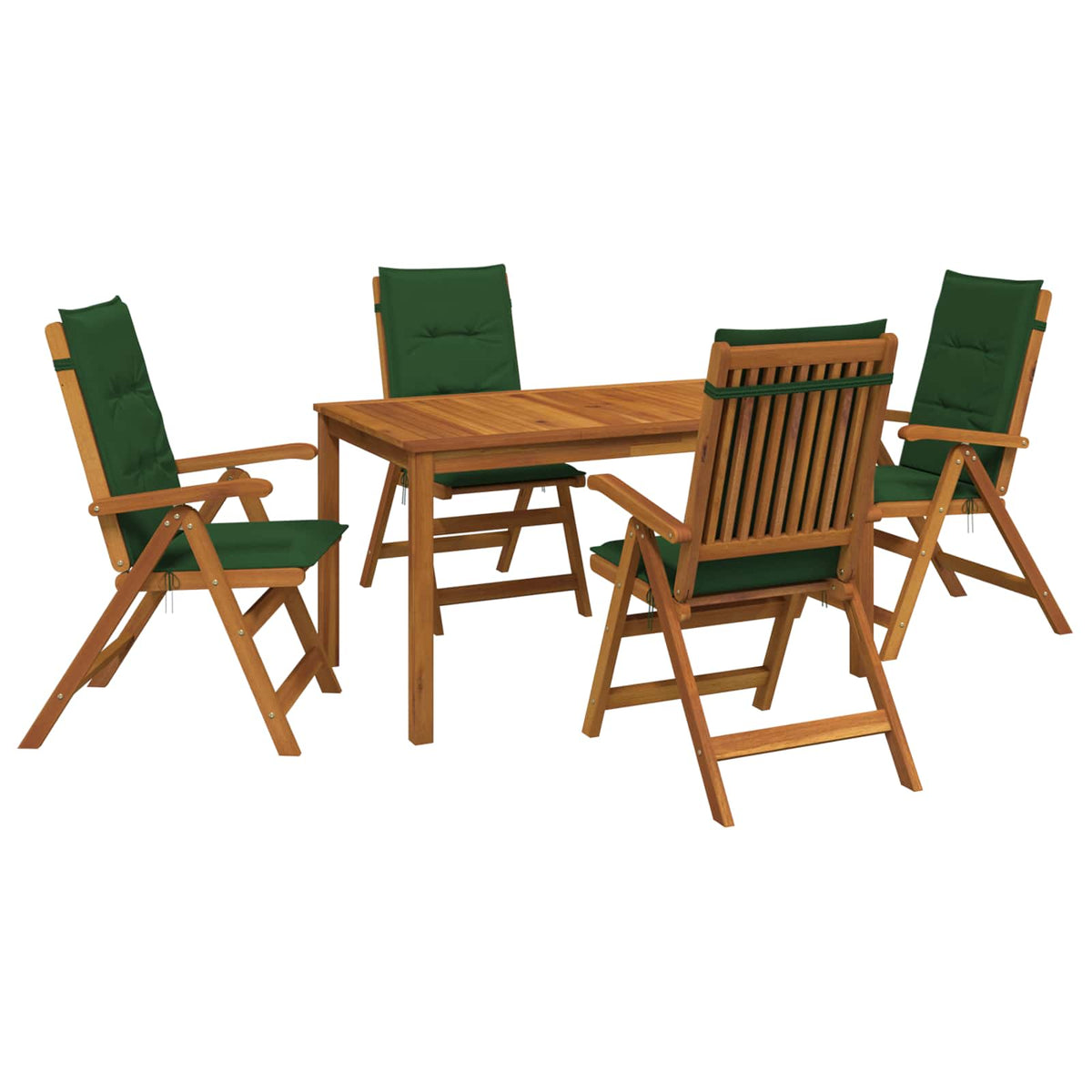 5-Piece Garden Dining Set Natural Solid Acacia Wood