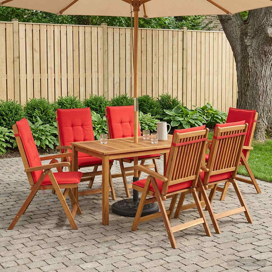 7-Piece Garden Dining Set Natural Solid Acacia Wood