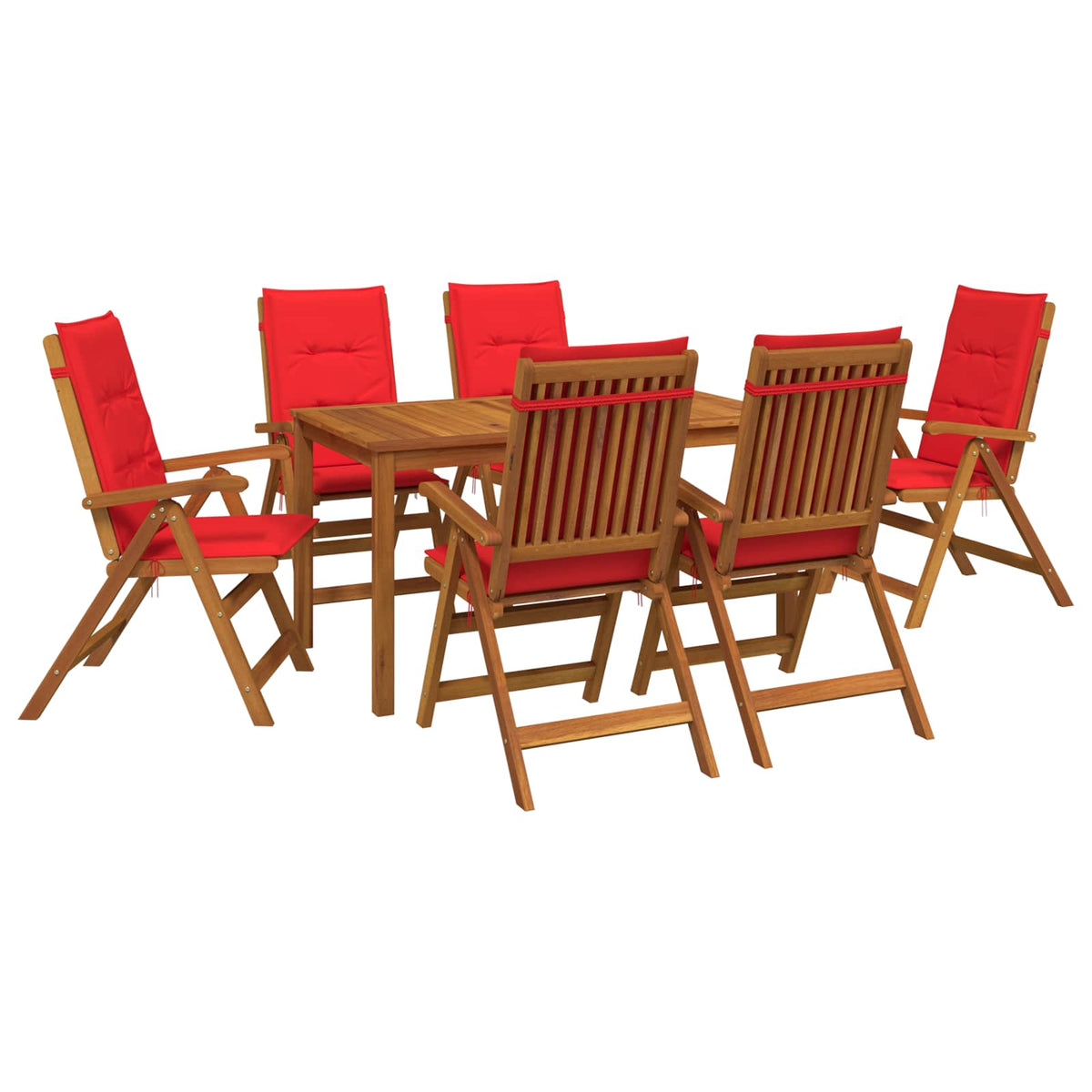 7-Piece Garden Dining Set Natural Solid Acacia Wood
