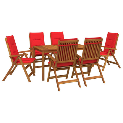7-Piece Garden Dining Set Natural Solid Acacia Wood