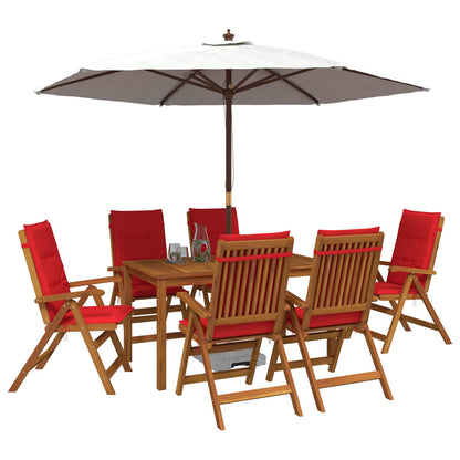 7-Piece Garden Dining Set Natural Solid Acacia Wood