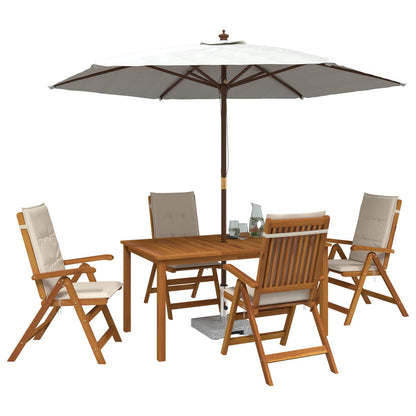 5-Piece Garden Dining Set Natural Solid Acacia Wood
