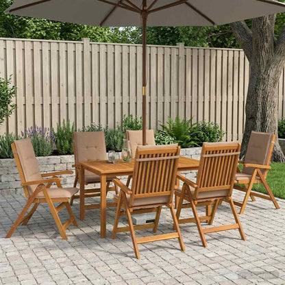7-Piece Garden Dining Set Natural Solid Acacia Wood