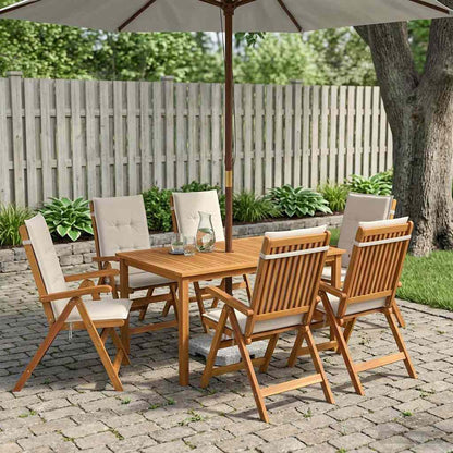 7-Piece Garden Dining Set Natural Solid Acacia Wood