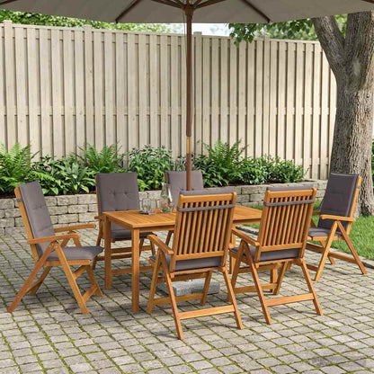 7-Piece Garden Dining Set Natural Solid Acacia Wood
