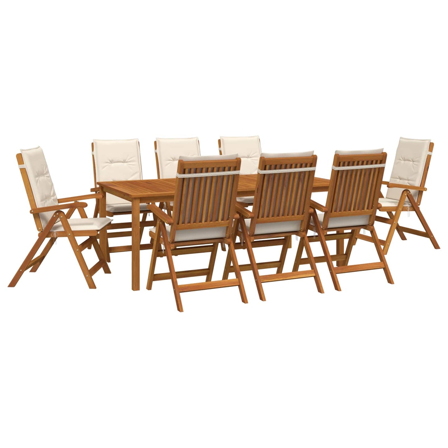 9-Piece Garden Dining Set Natural Solid Acacia Wood