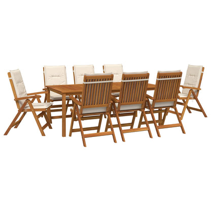 9-Piece Garden Dining Set Natural Solid Acacia Wood
