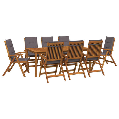 9-Piece Garden Dining Set Natural Solid Acacia Wood