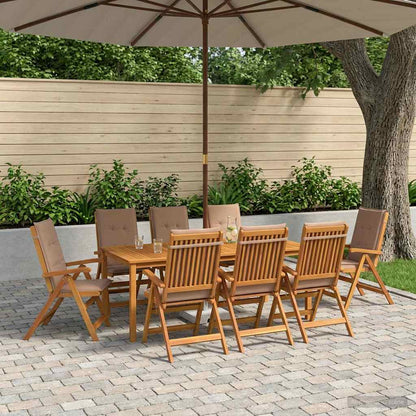 9-Piece Garden Dining Set Natural Solid Acacia Wood