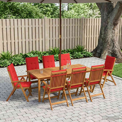 9-Piece Garden Dining Set Natural Solid Acacia Wood