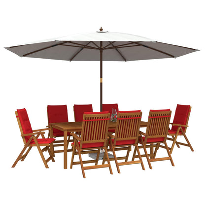 9-Piece Garden Dining Set Natural Solid Acacia Wood
