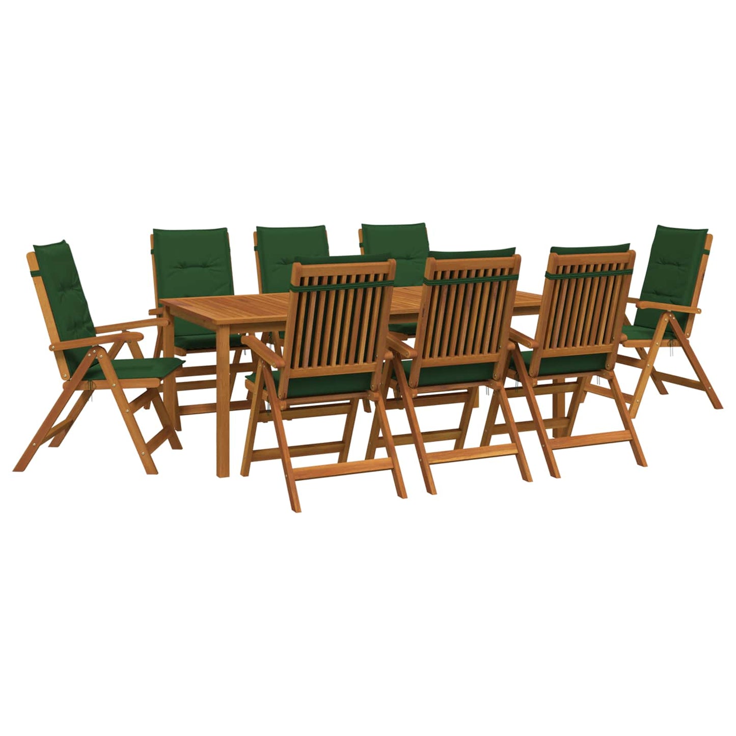 9-Piece Garden Dining Set Natural Solid Acacia Wood