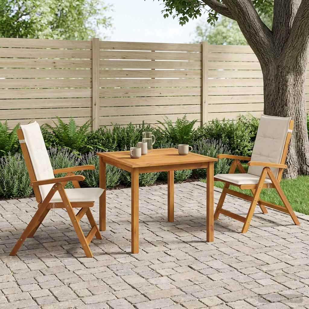 3-Piece Garden Dining Set Natural Solid Acacia Wood