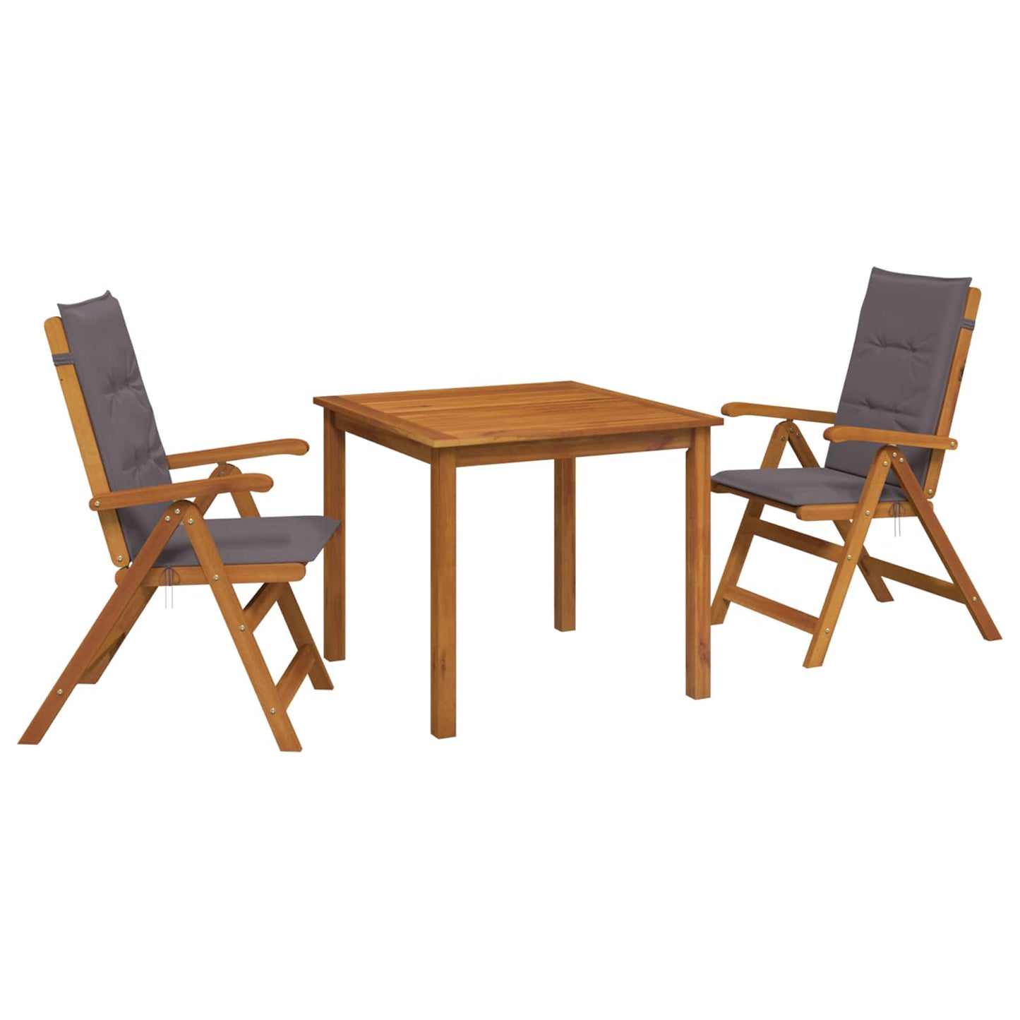 3-Piece Garden Dining Set Natural Solid Acacia Wood