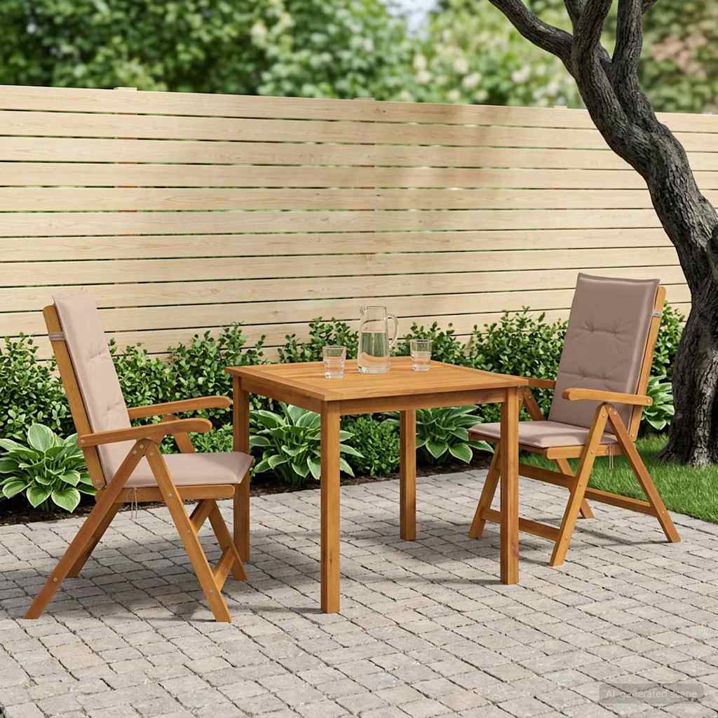 3-Piece Garden Dining Set Natural Solid Acacia Wood