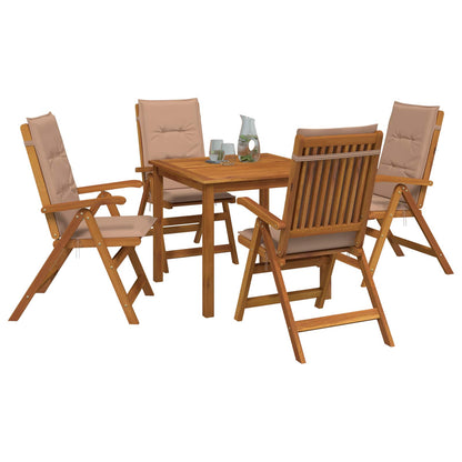 5-Piece Garden Dining Set Natural Solid Acacia Wood