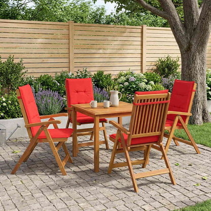 5-Piece Garden Dining Set Natural Solid Acacia Wood