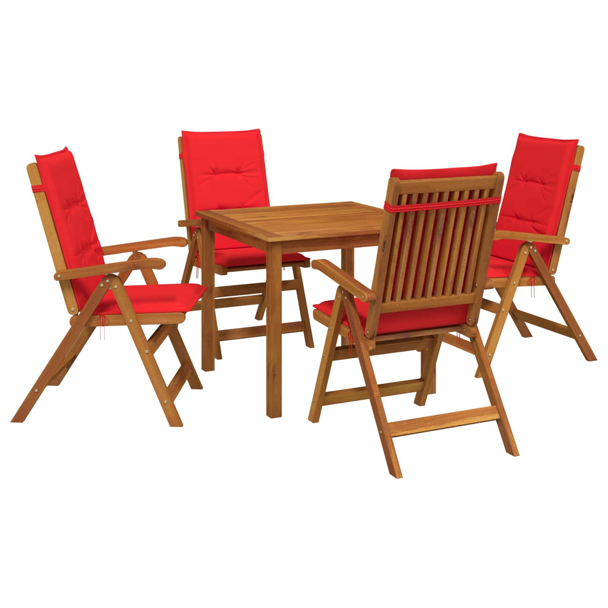 5-Piece Garden Dining Set Natural Solid Acacia Wood