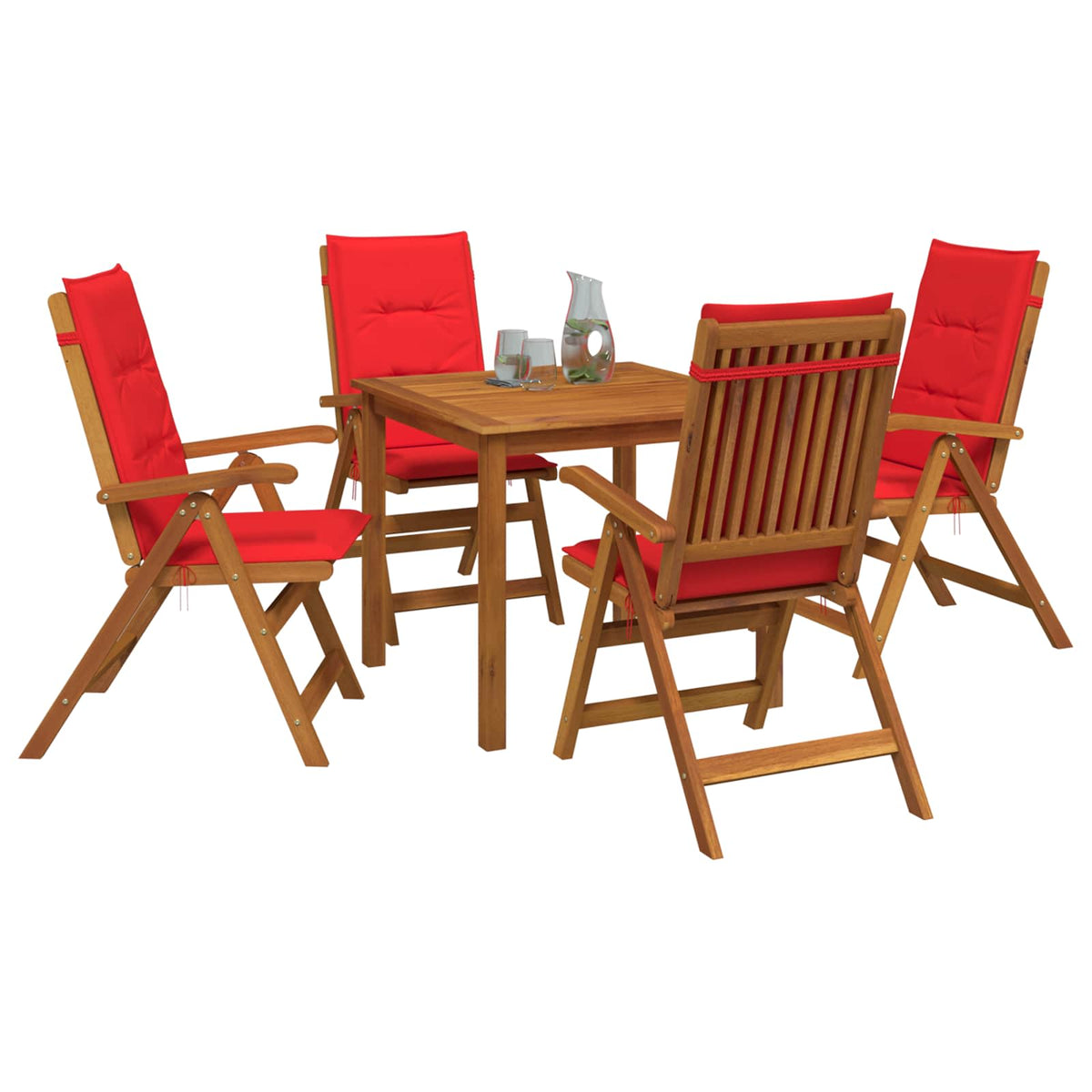 5-Piece Garden Dining Set Natural Solid Acacia Wood