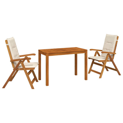 3-Piece Garden Dining Set 3 pcs Natural Solid Acacia Wood