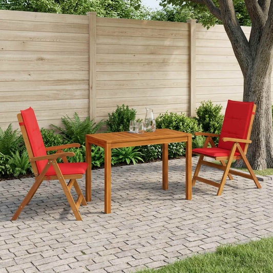 3-Piece Garden Dining Set Natural Solid Acacia Wood