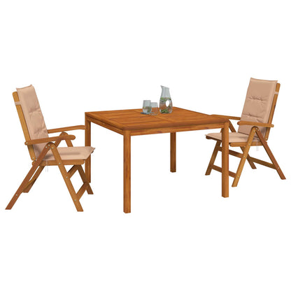 3-Piece Garden Dining Set 3 pcs Natural Solid Acacia Wood