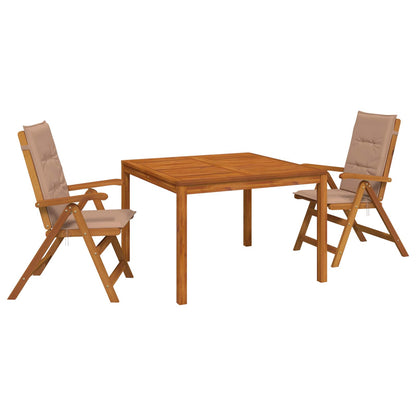 3-Piece Garden Dining Set 3 pcs Natural Solid Acacia Wood