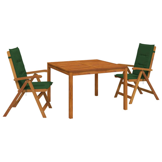 3-Piece Garden Dining Set Natural Solid Acacia Wood