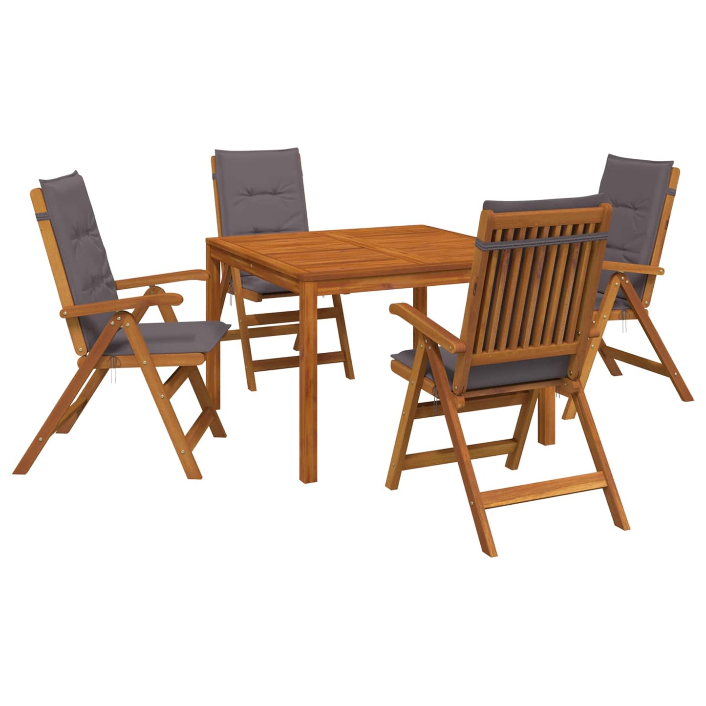 5-Piece Garden Dining Set 5 pcs Natural Solid Acacia Wood