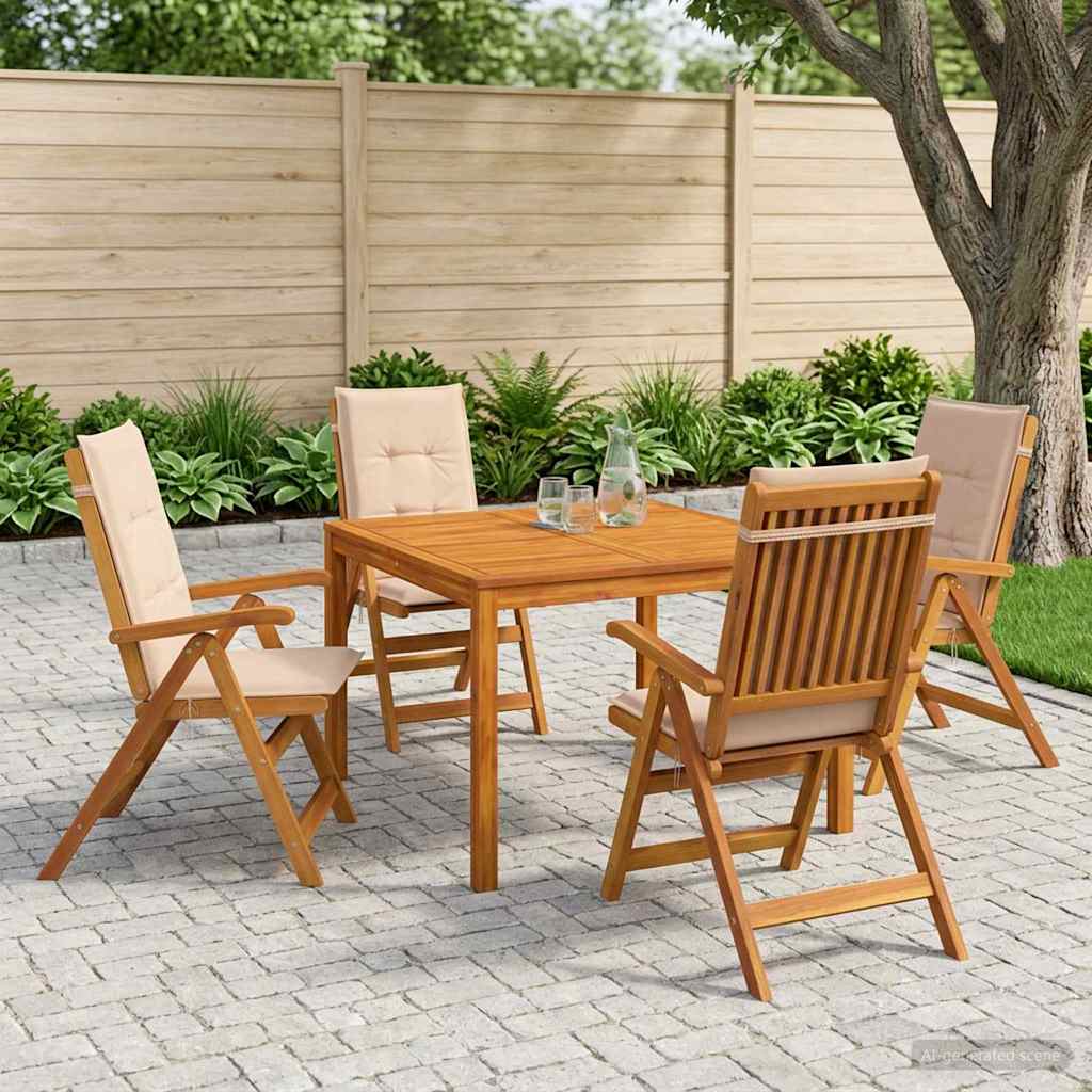 5-Piece Garden Dining Set 5 pcs Natural Solid Acacia Wood
