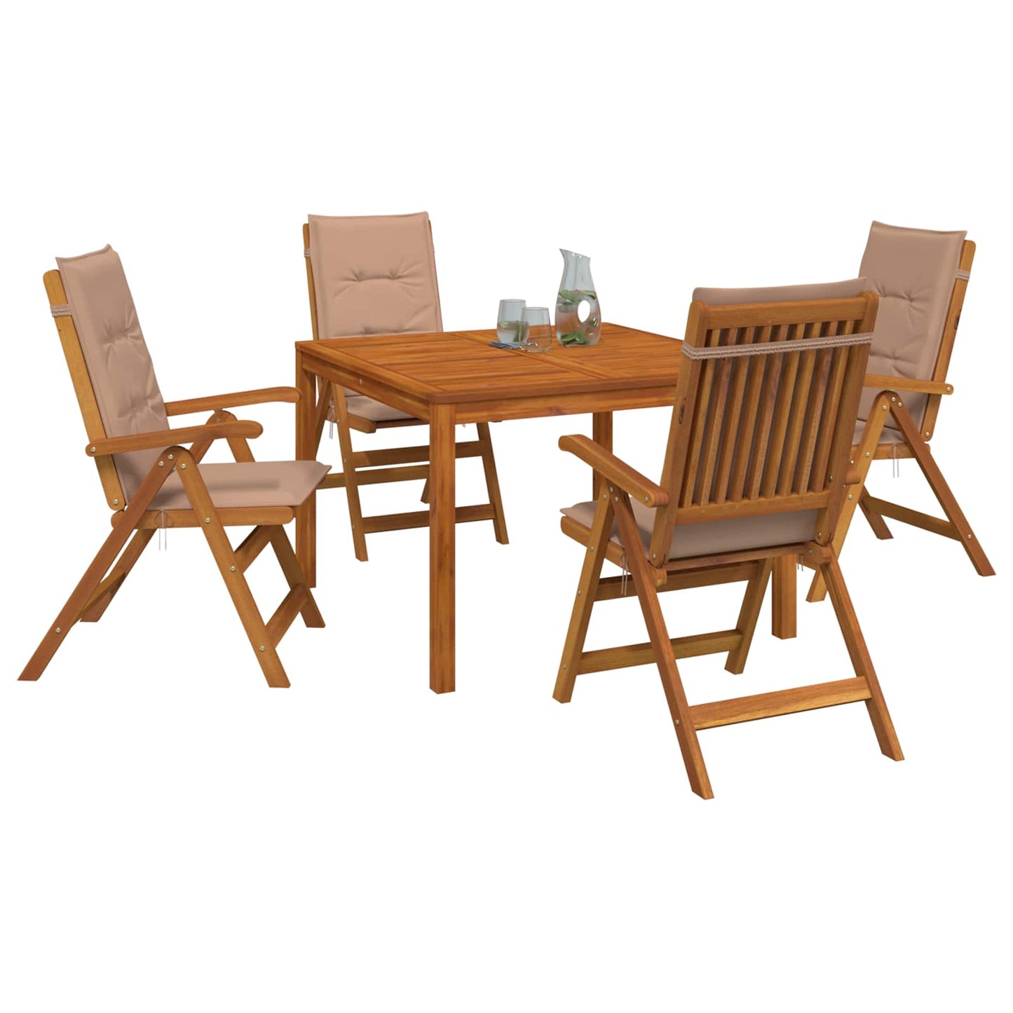 5-Piece Garden Dining Set 5 pcs Natural Solid Acacia Wood