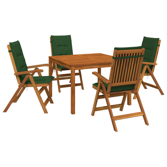 5-Piece Garden Dining Set Natural Solid Acacia Wood