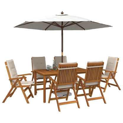 7-Piece Garden Dining Set 7 pcs Natural Solid Acacia Wood