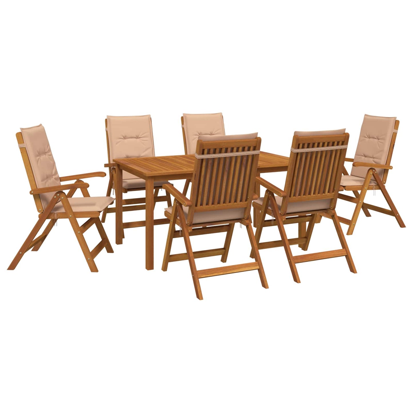 7-Piece Garden Dining Set 7 pcs Natural Solid Acacia Wood