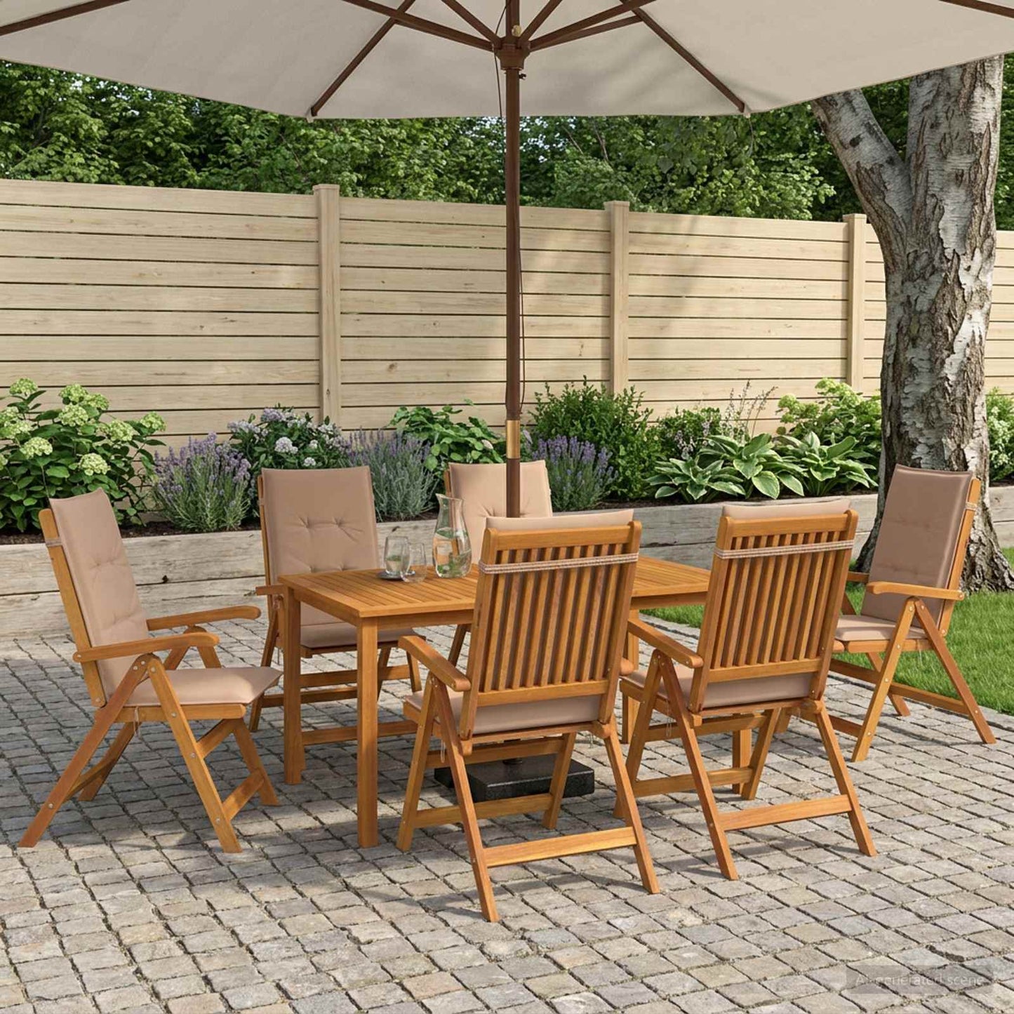 7-Piece Garden Dining Set 7 pcs Natural Solid Acacia Wood