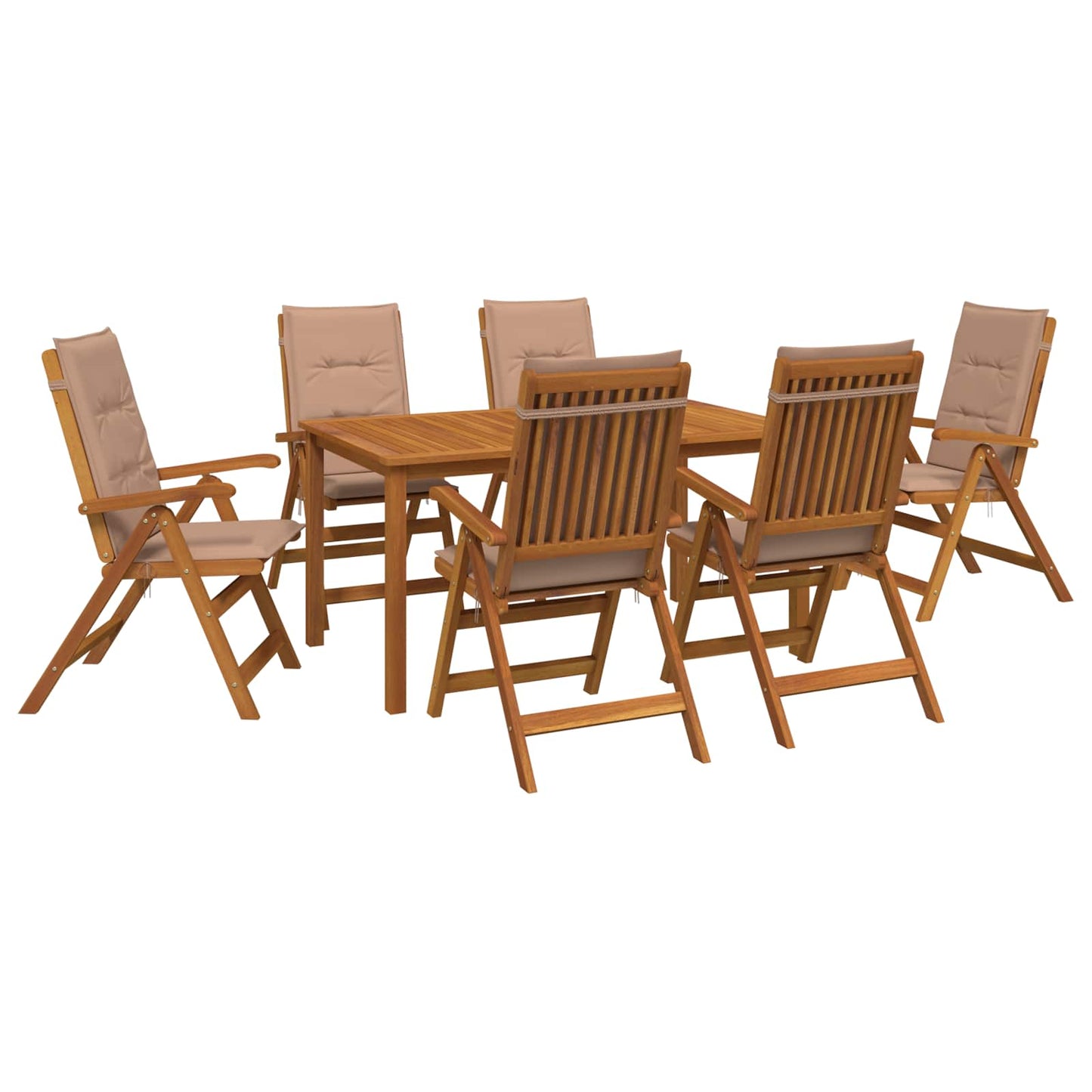 7-Piece Garden Dining Set 7 pcs Natural Solid Acacia Wood