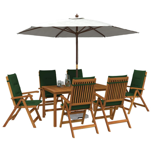 7-Piece Garden Dining Set 6-Seaters Natural Solid Acacia Wood