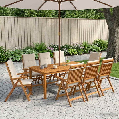 9-Piece Garden Dining Set 9 pcs Natural Solid Acacia Wood